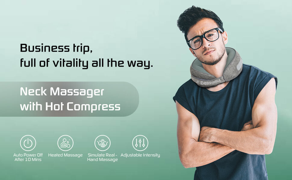 DERSUMA Neck Massager Shiatsu - Neck Massage: 3D Deep Kneading - Wireless Massage Pad with Heat Function Relief Neck Muscle Pain, for Home Office and Car