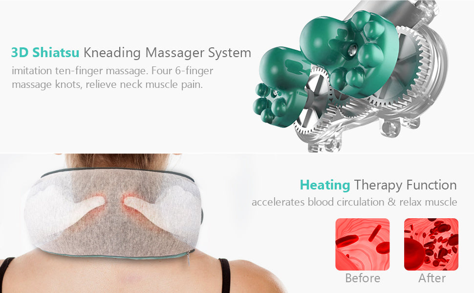Neck Massager Shiatsu Massage Pillow: dersuma Rechargeable Cervical Massage Cushion with Heat - 3D Deep Tissue Kneading - Pain Relief at Home, Office (MAX 50°C)