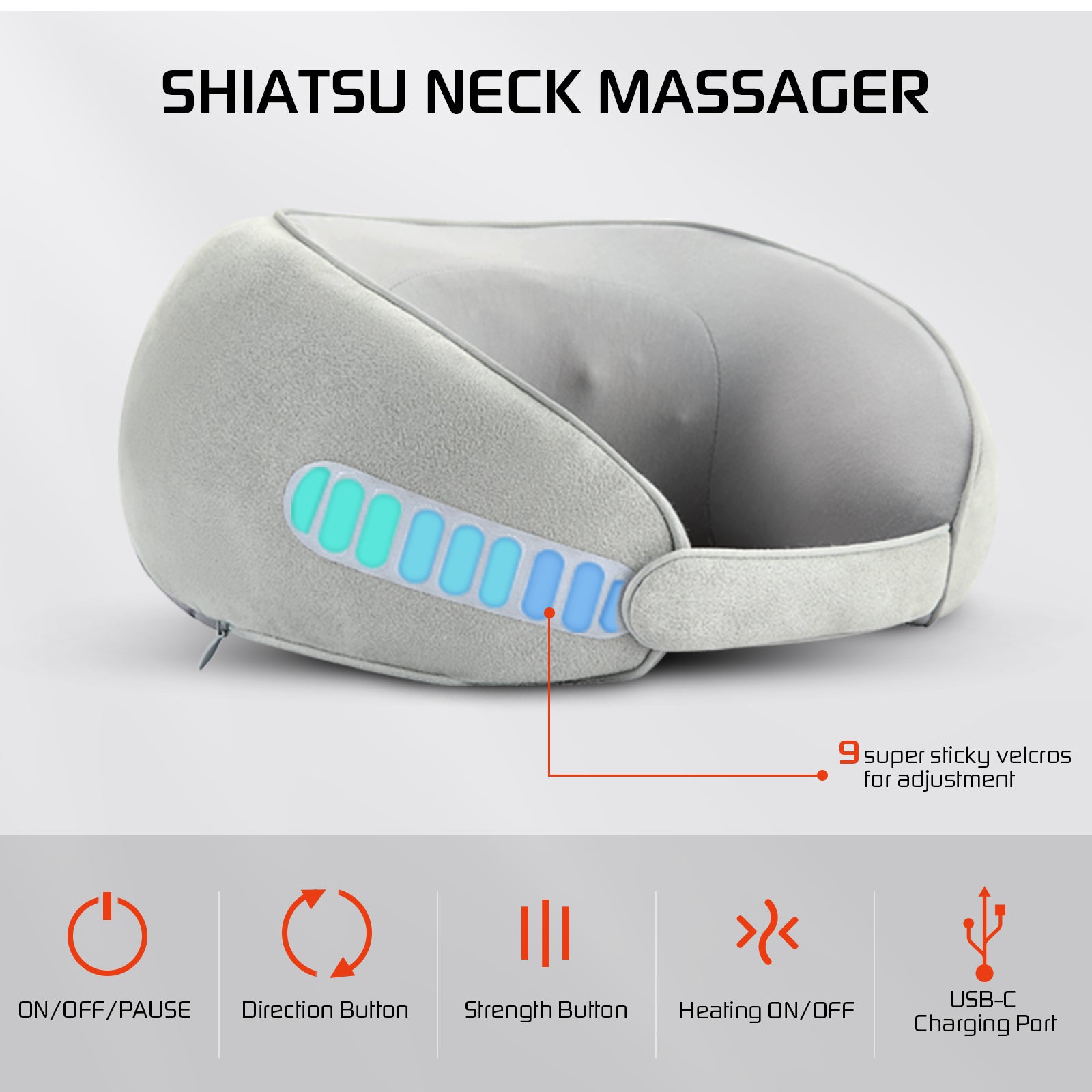 Premium Heated U Shape Shiatsu Neck & Shoulder Massager – Body Massager